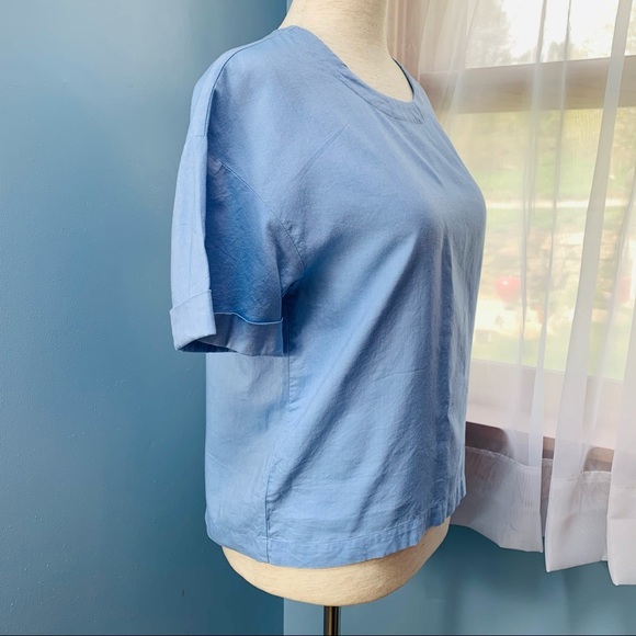 J. Crew Cotton Oxford Short Sleeve Cropped Top - Picture 7 of 8